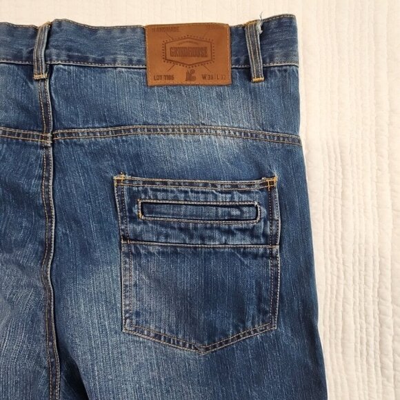 Grindhouse Denim Moto Jeans Men's 38x34 Double Padded Knee Whiskered EUC Cycling - Picture 10 of 16